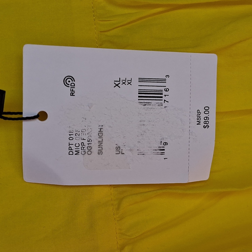 GIBSON & LATIMER Embroidered Floral Ruffled Button Front Neck Blouse Yellow XL - Picture 12 of 13